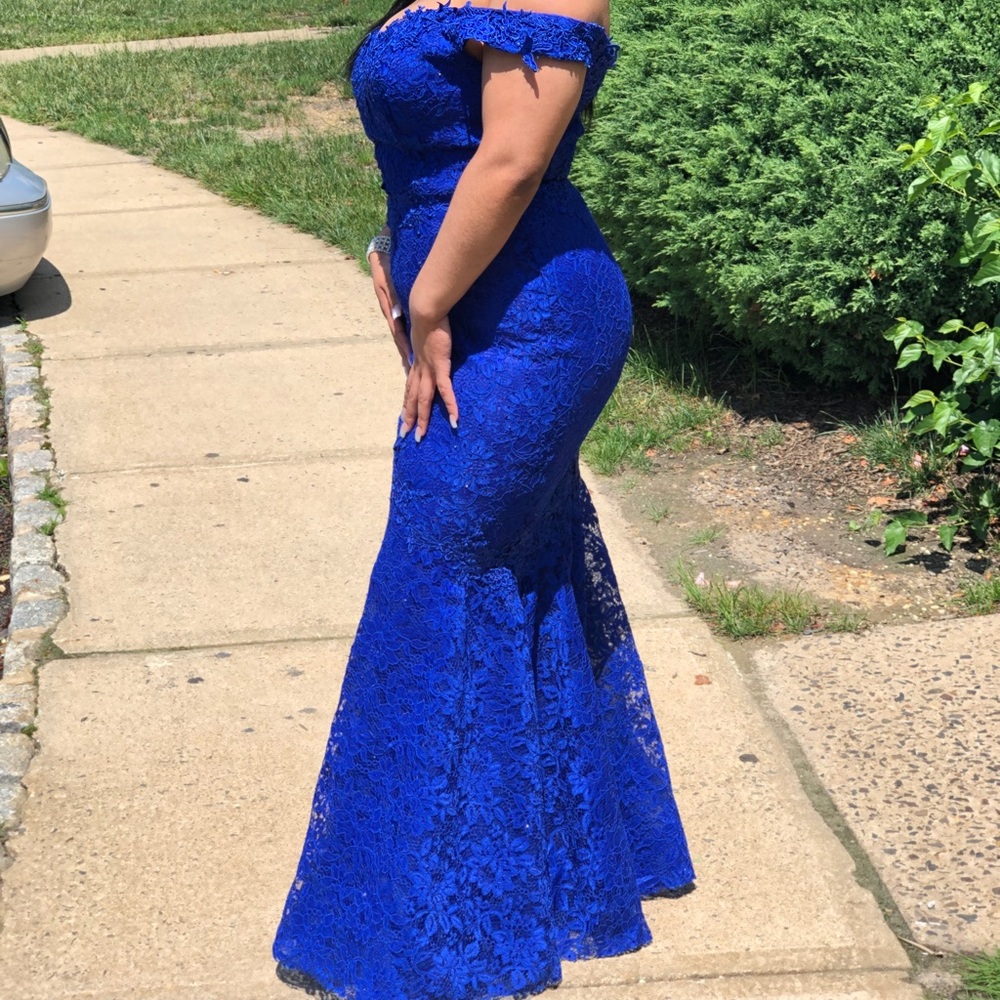 Royal Blue Shoulderless Mermaid Dress